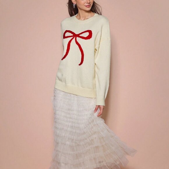 Apricot Casual Women's Romantic Oversized Christmas Sweater - Picture 4 of 7